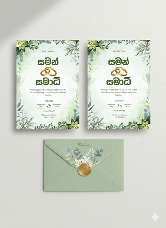 Wedding Card - Green Color