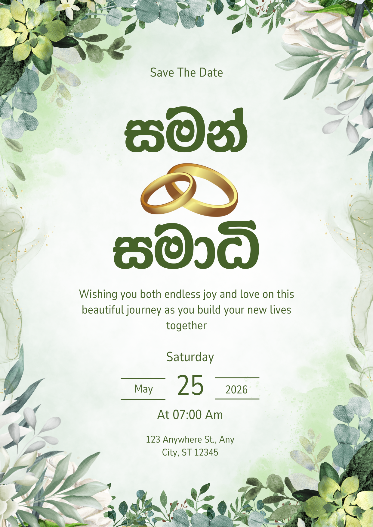 Wedding Card - Green Color